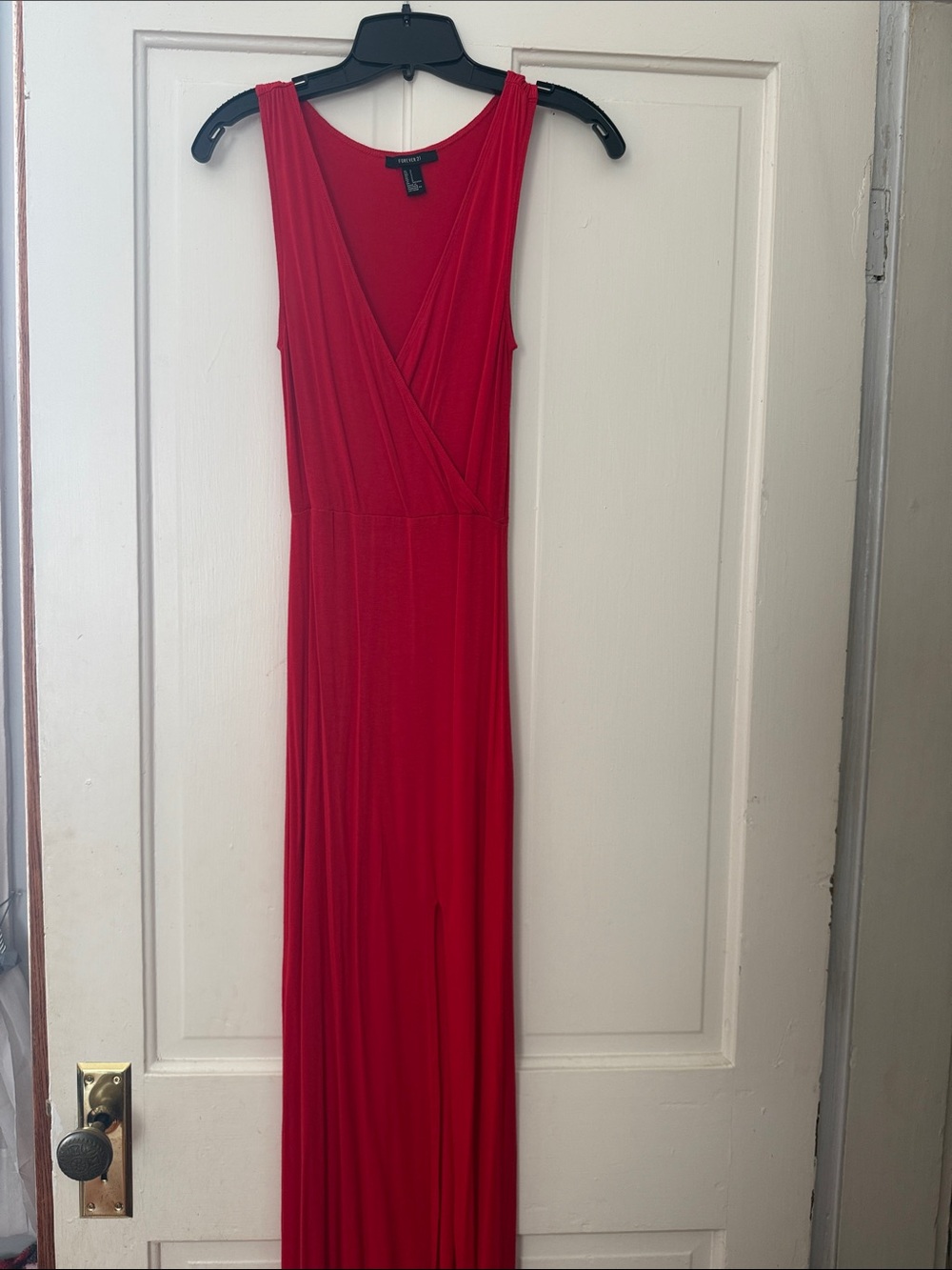 Forever 21 Red Sleeveless Faux-Wrap Maxi Dress
